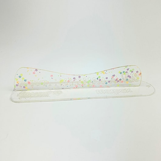 Régua com Proteção 20cm Safecut Acrílico Glitter Flor Marpax