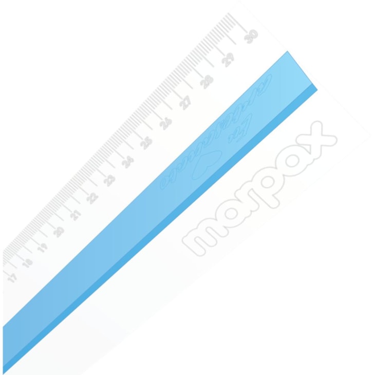 Régua com Proteção 30cm Azul em Acrílico Artesanato Marpax