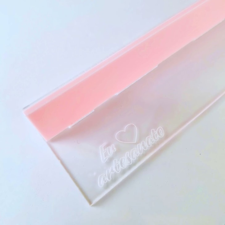 Régua com Proteção 30cm Rosa em Acrílico Artesanato Marpax