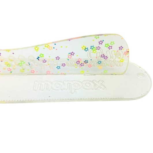 Régua com Proteção 40cm Safecut Acrílico Glitter Flor Marpax