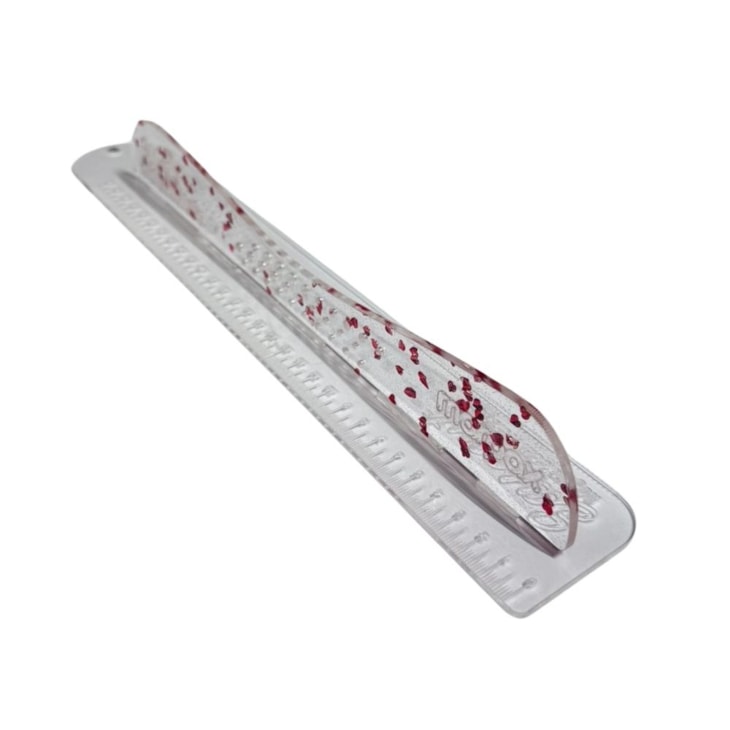 Régua Proteção 20cm Safecut Acrílico Glitter Coração Marpax