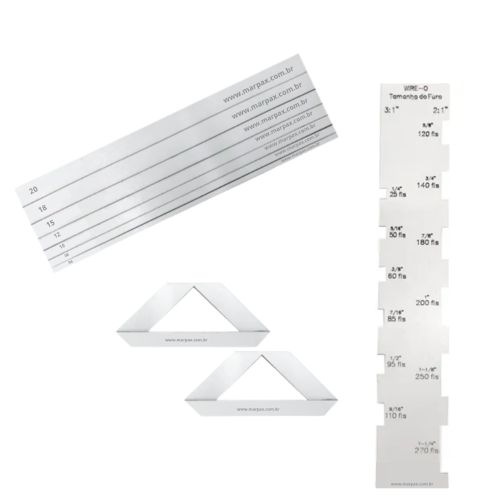 Réguas Gabarito Acrílico para Cartonagem e Encadernação 10un