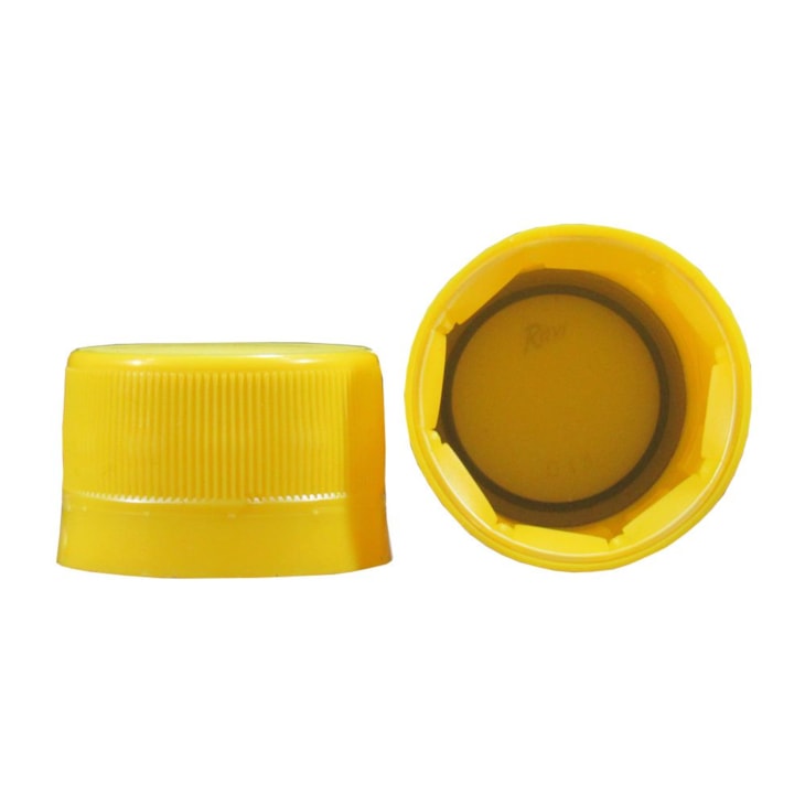 Tampa Plástica com lacre p/ garrafa pet 28mm Amarelo 2000un