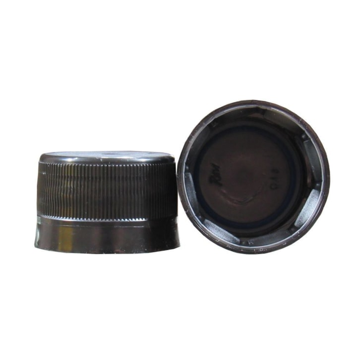 Tampa Plástica com lacre p/ garrafa pet 28mm Preto 1000un