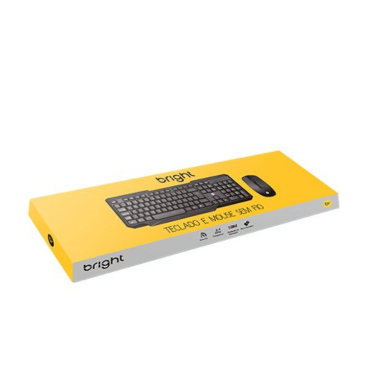 Teclado e Mouse Wireless 2.4 GHz combo Slim 0055 Bright 1un