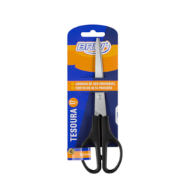 Tesoura Multiuso em Aço Inox e Cabo Preto 17cm BRW 01un