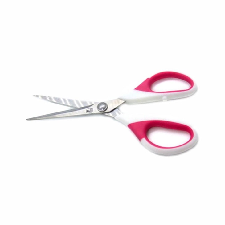 Tesoura Multiuso Soft em Aço Cabo Branco / Vermelho 17cm