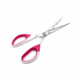 Tesoura Multiuso Soft em Aço Cabo Branco / Vermelho 17cm