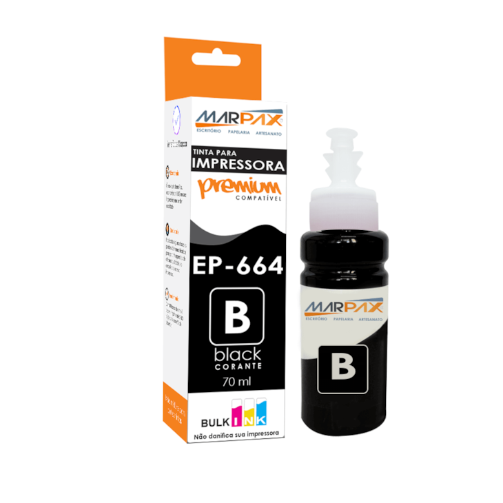 Tinta impressora Epson 664 compatível Premium Black 70ml