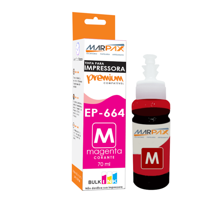 Tinta impressora Epson 664 compatível Premium Magenta 70ml