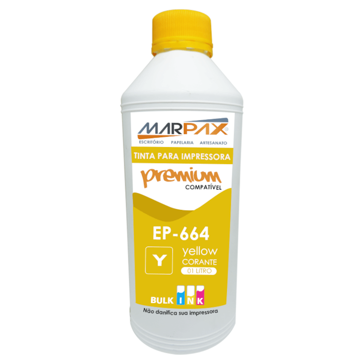 Tinta impressora Epson 664 compatível Premium Yellow 1 Litro