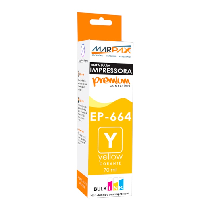 Tinta impressora Epson 664 compatível Premium Yellow 70ml