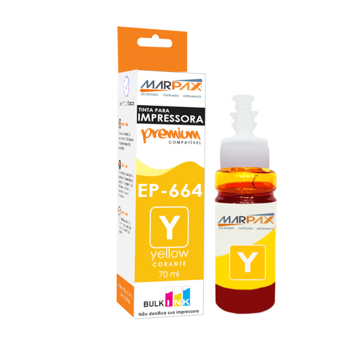 Tinta impressora Epson 664 compatível Premium Yellow 70ml