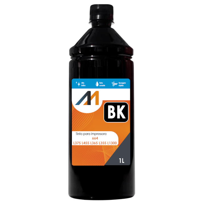 Tinta para impressora 664 L375 L455 L365 L355 L1300 BK 01 LT