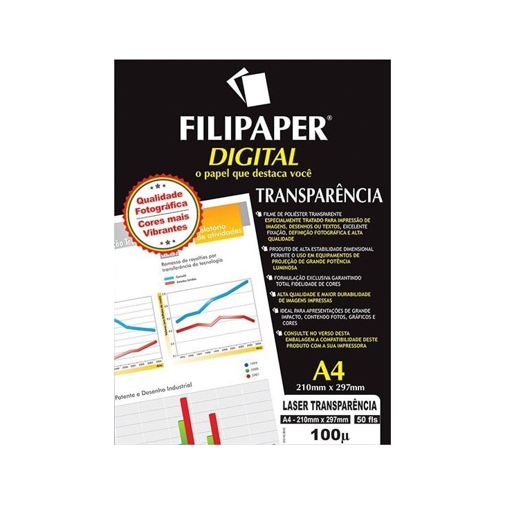 Transparência Laser com Tarja A4 Filipaper Pro com 50fls