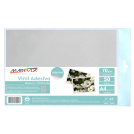 Vinil Adesivo A4 70g Brilhante Branco Glossy Laser 50 Folhas