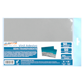 Vinil Adesivo A4 90g Semitransparente Brilho Marpax 50fls