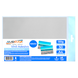Vinil Adesivo A4 Semi Transparente 130g Brilho 50 Folhas