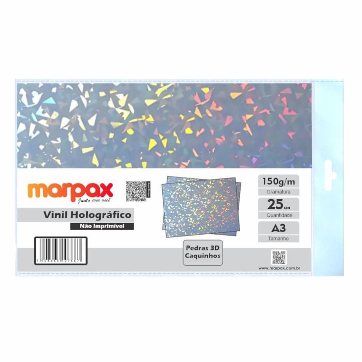 Vinil Adesivo Holográfico Pedras 3D A3 Não Imprimível 25fls