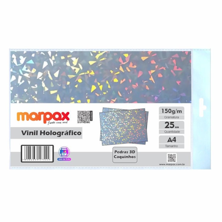 Vinil Adesivo Holográfico Pedras 3D A4 Jato de Tinta 25fls