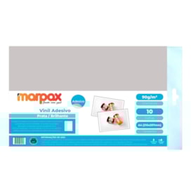 Vinil Adesivo Prata A4 210x297mm 90g Sintético Marpax 10fls