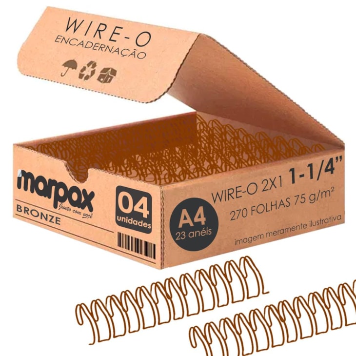 Wire-o Encadernação 2X1 A4 Bronze 1 1/4 para 270fls 04un