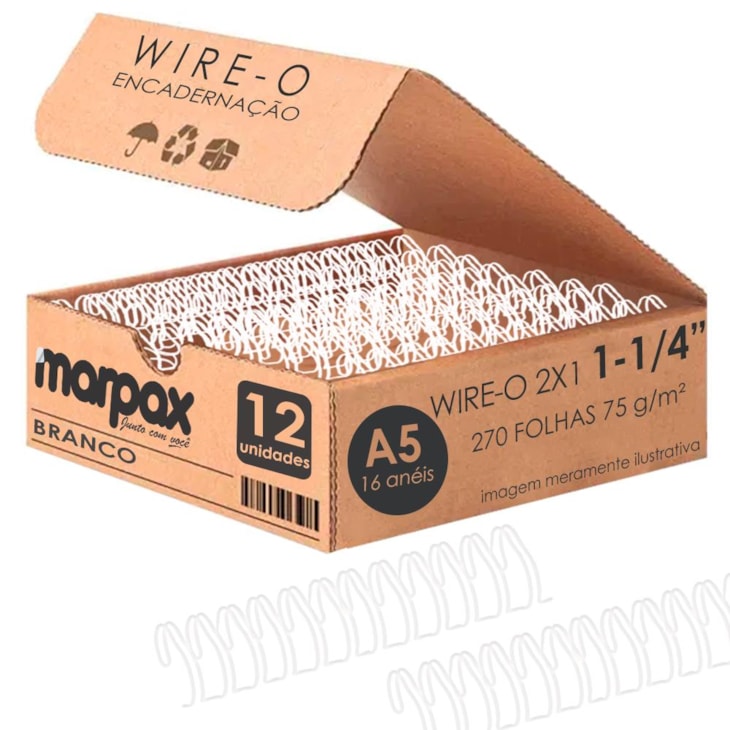 Wire-o Encadernação A5 1 1/4 2X1 para 270fls Branco 12un