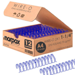 Wire-o para Encadernação 2x1 A4 Azul 1 1/4 270 fls 12un