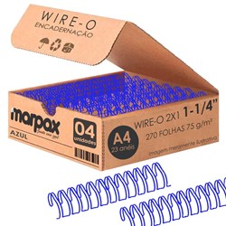 Wire-o para Encadernação 2x1 A4 Azul 1 1/4 para 270 fls 04un