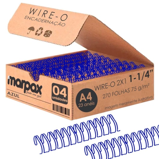 Wire-o para Encadernação 2x1 A4 Azul 1 1/4 para 270 fls 04un