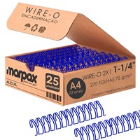 Wire-o para Encadernação 2x1 A4 Azul 1 1/4 para 270 fls 25un