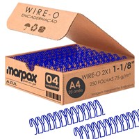 Wire-o para Encadernação 2x1 A4 Azul 1 1/8 para 250 fls 04un