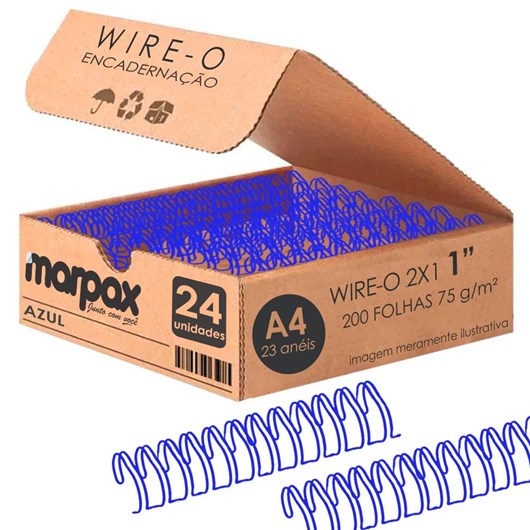 Wire-o para Encadernação 2x1 A4 Azul 1 para 200 fls 24un