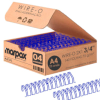 Wire-o para Encadernação 2x1 A4 Azul 3/4 para 140 fls 04un