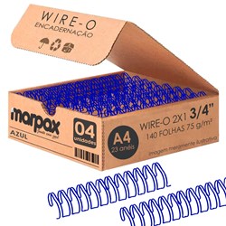 Wire-o para Encadernação 2x1 A4 Azul 3/4 para 140 fls 04un