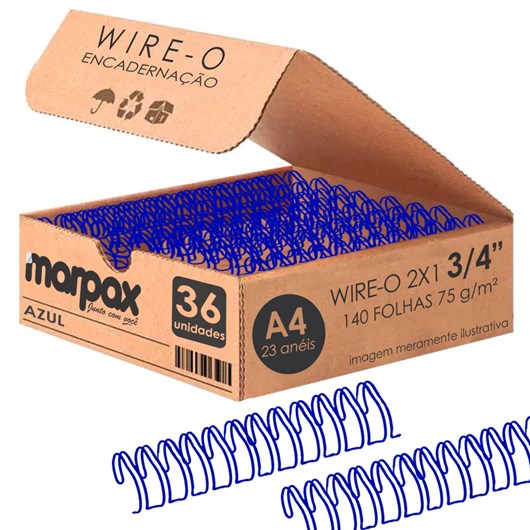 Wire-o para Encadernação 2x1 A4 Azul 3/4 para 140fls 36un