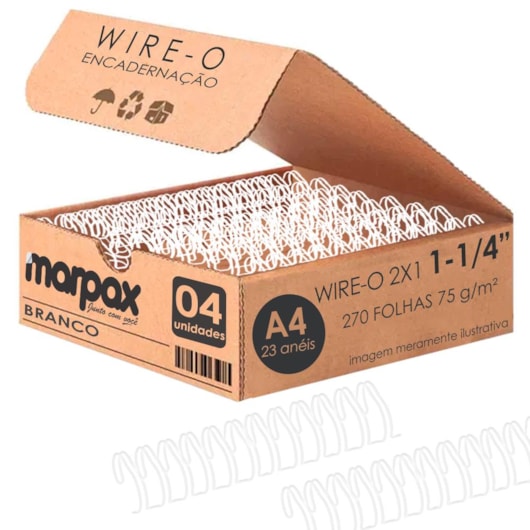 Wire-o para Encadernação 2x1 A4 Branco 1 1/4 270 fls 04un