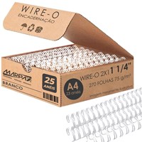 Wire-o para Encadernação 2x1 A4 Branco 1 1/4 270 fls 25un