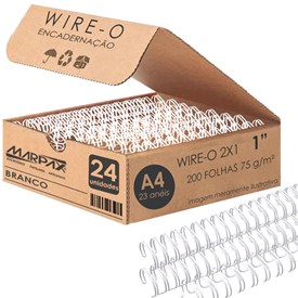 Wire-o para Encadernação 2x1 A4 Branco 1 para 200 fls 24un