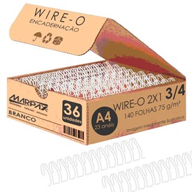 Wire-o para Encadernação 2x1 A4 Branco 3/4 para 140fls 36un