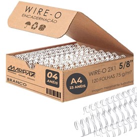 Wire-o para Encadernação 2x1 A4 Branco 5/8 para 120fls 04un
