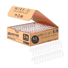Wire-o para Encadernação 2x1 A4 Branco 5/8 para 120fls 36un