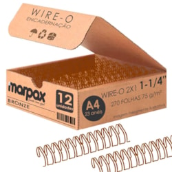 Wire-o para Encadernação 2x1 A4 Bronze 1 1/4 270 fls 12un