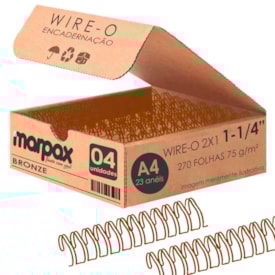Wire-o para Encadernação 2x1 A4 Bronze 1 1/4 para 270 fls 04un