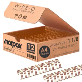 Wire-o para Encadernação 2x1 A4 Bronze 1 1/8 250fls 12un