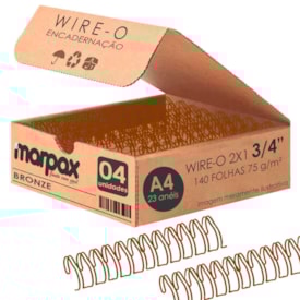 Wire-o para Encadernação 2X1 A4 Bronze 3/4 para 140fls 04un