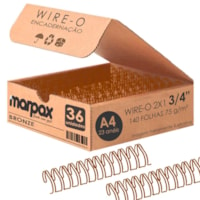 Wire-o para Encadernação 2x1 A4 Bronze 3/4 para 140fls 36un