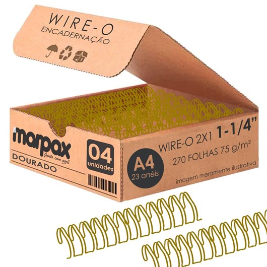 Wire-o para Encadernação 2x1 A4 Dourado 1 1/4 para 270 fls 04un