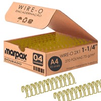 Wire-o para Encadernação 2x1 A4 Dourado 1 1/4 para 270 fls 04un