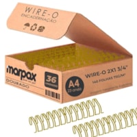 Wire-o para Encadernação 2X1 A4 Dourado 3/4 para 140fls 36un